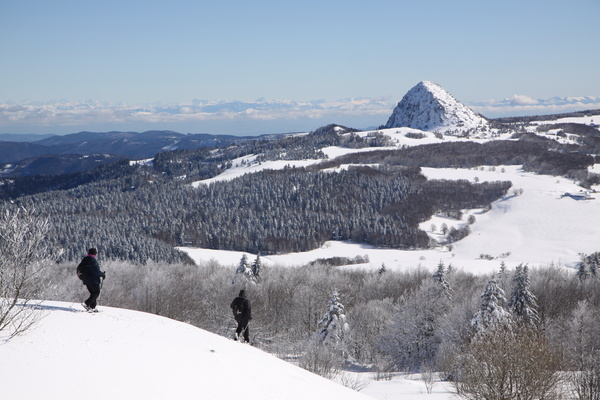 Traversée des Monts d'Ardèche en raquettes à neige