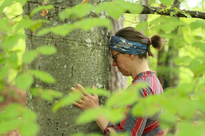 Posture de reconnexion avec les arbres en Auvergne